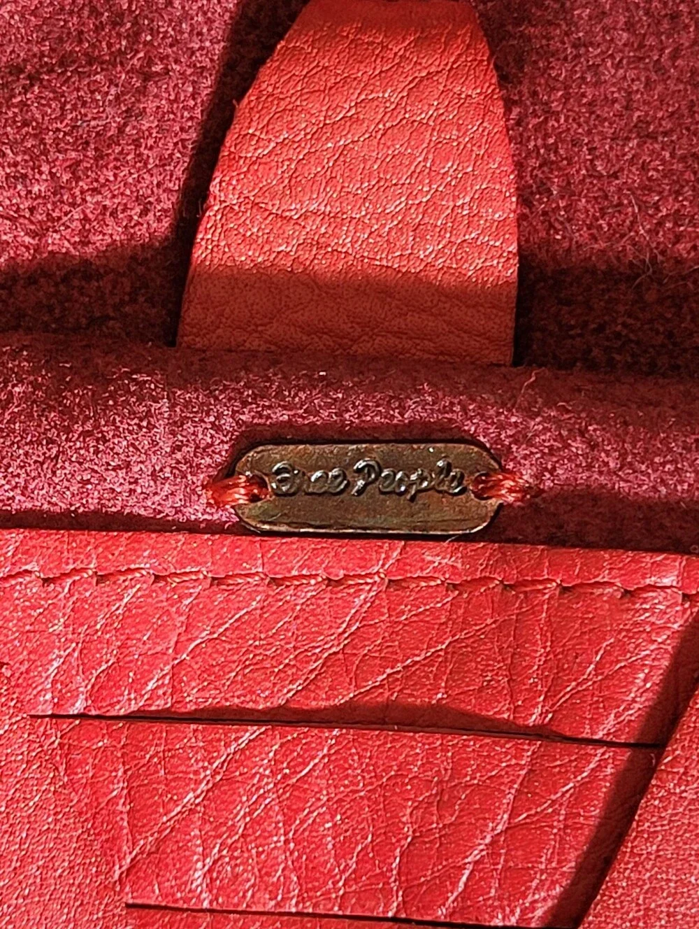 Free People Concho Keychain Red Leather Mini Wallet Key And Card Holder